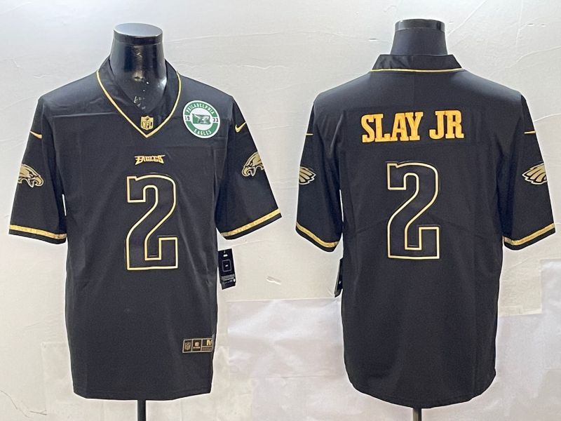 Men Philadelphia Eagles #2 Slay jr Black gold Throwback 2025 Nike Limited NFL Jersey style 3->philadelphia eagles->NFL Jersey